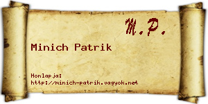 Minich Patrik névjegykártya